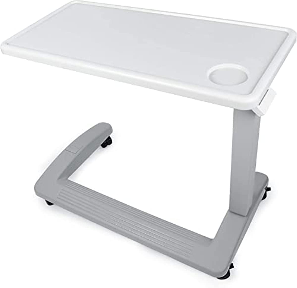 Vaunn Medical Adjustable Overbed Bedside Table with Wheels (Hospital and Home Use), New Tabletop