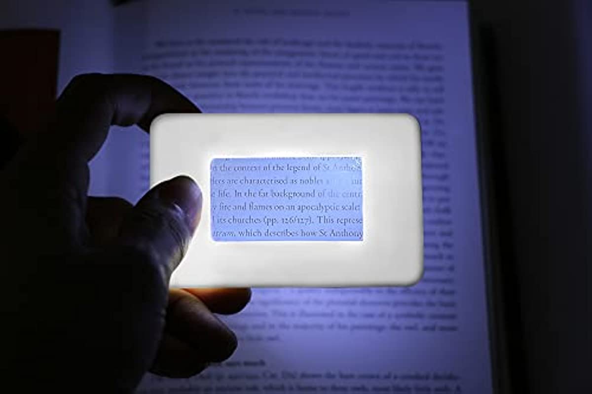 Upgraded Version 2 Packs - Portable Card Sized Magnifiers Built-in LED Can Stick on Smart Phone Father\'s Mother\'s Gifts for Reading, Menu, Investigation, Jewelry, Experiment, Investigation, Travel