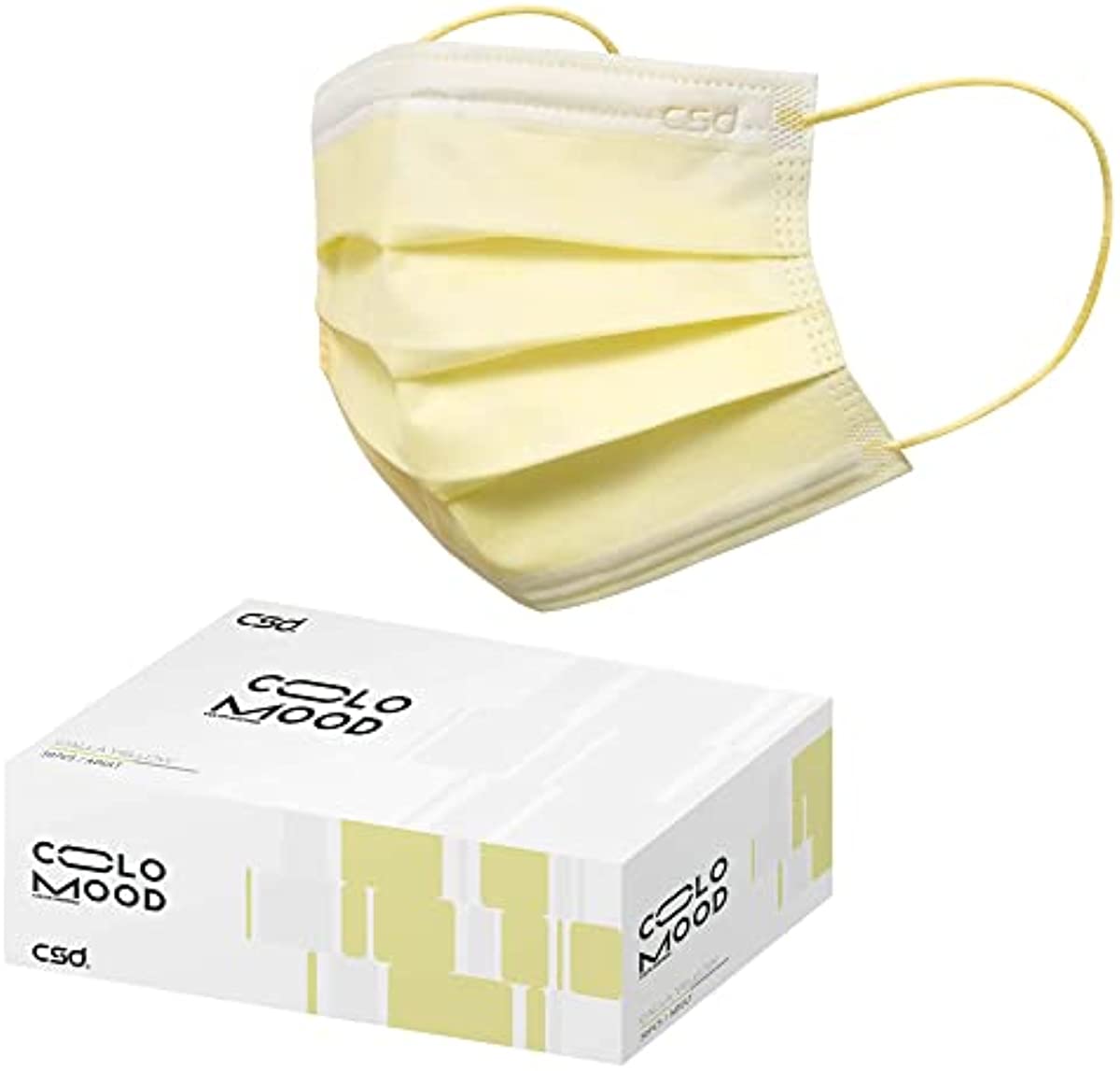 CSD Colo Mood Disposable Face Mask, 3 Ply Filter Protection with Colored Elastic Earloop, Breathable and Fashionable for Adult, Calla Yellow 30 Pcs/Box