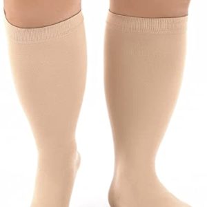 Compression Socks for Women Plus Size Compression Socks Wide Calf Men Women Medias de Compresion para Mujer Circulation Support Medical Pro 20-30mmHg Knee High Mens Womens Compression Socks 6XL Beige