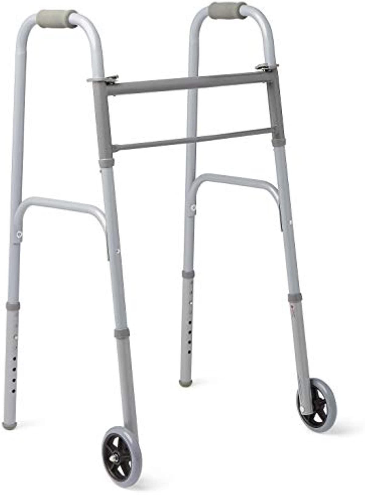 Medline Easy Care Two-Button Folding Walkers With 5\" Wheels