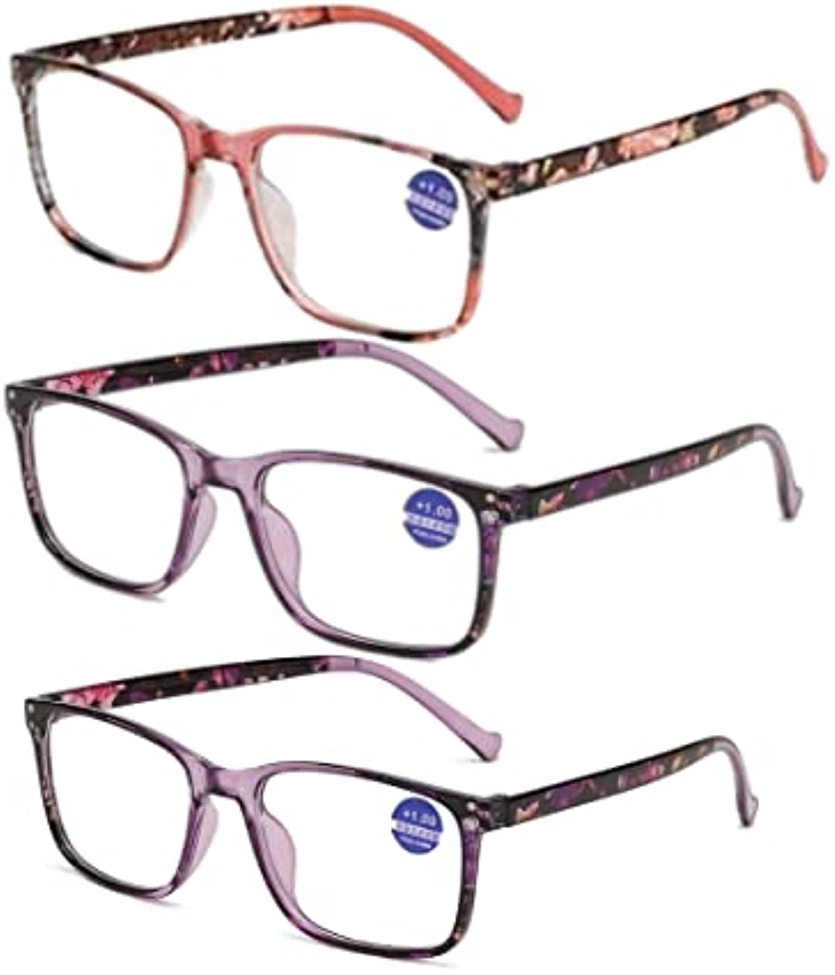 Voitead Fashion ultra- light reading glasses HD anti-blue light elderly glasses comfortable tide(2purple+1powder)
