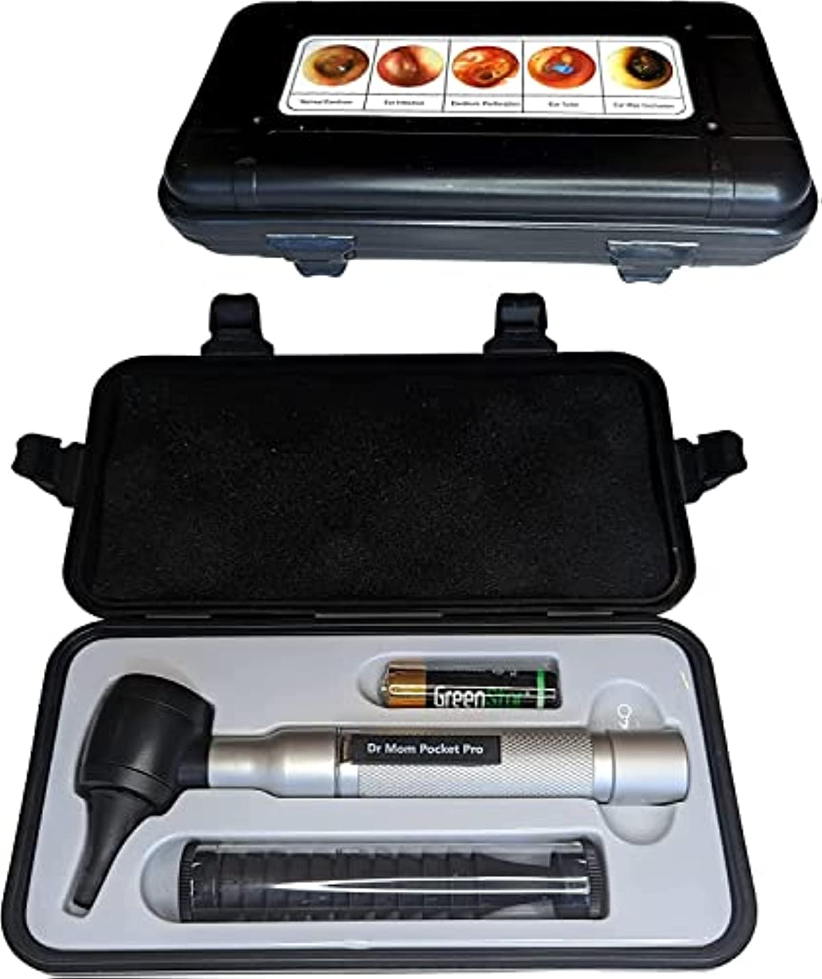 【Lifetime Warranty】4th Generation Doctor Mom LED Pocket Pro Otoscope with both Adult and Pediatric Disposable Specula Tips, Battery, and Protective Hard Plastic Case