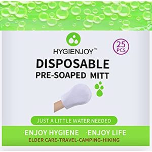 HYGIENJOY-Rinse Free Bath Wipes(25 counts),Disposable No Rinse Body Wash,More Convenient to Use,Mitten Shower Wipes,for Nursing The Elderly,The Injured and The Disabled (1 Pack)