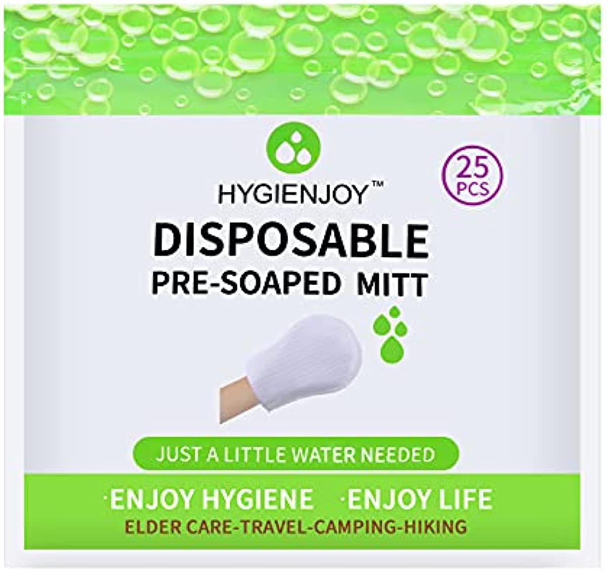 HYGIENJOY-Rinse Free Bath Wipes(25 counts),Disposable No Rinse Body Wash,More Convenient to Use,Mitten Shower Wipes,for Nursing The Elderly,The Injured and The Disabled (1 Pack)