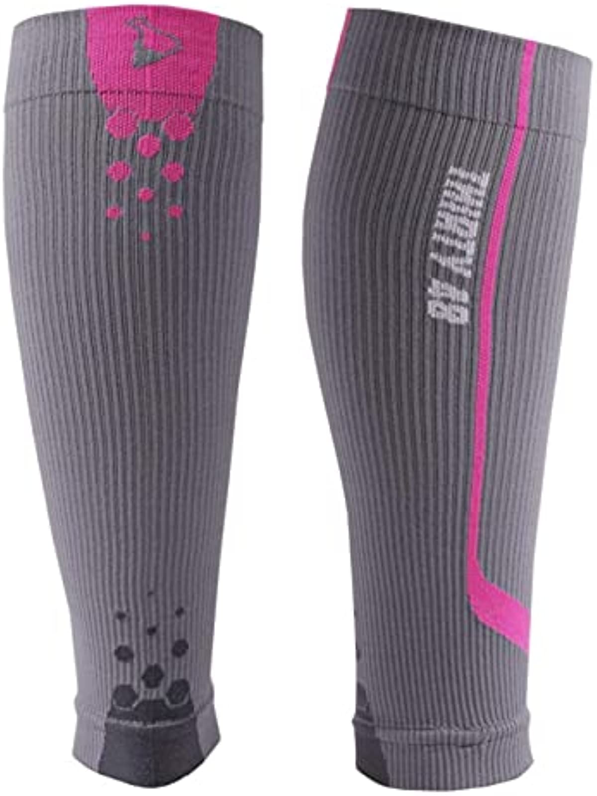 Graduated Compression Sleeves by Thirty48 Cp Series, Calf/Shin Splint Guard Sock; 1 Pair; Maximize Faster Recovery by Increasing Oxygen to Muscles; Great for Running, Cycling, Walking, Basketball, Football Soccer, Cross Fit, Travel; Money Back Guarantee Gray/Pink Small