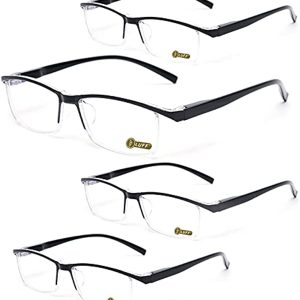 LUFF 4 Pairs Reading Glasses Anti-Blue-ray Men/Women Computer Readers