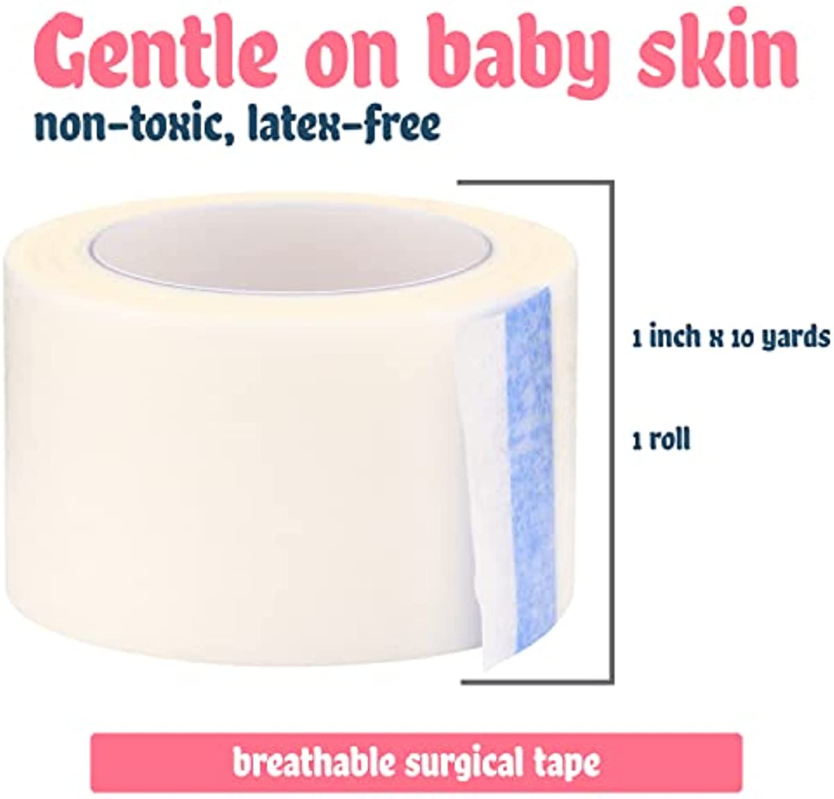 Non Woven Surgical Micropore Medical Paper Tape 10 Yards and 1 inch Thick Bandage for Baby\'s Sensitive Skin Baby First aid Adhesive Micropore Baby Belly Button Tape Breathable Adhesive