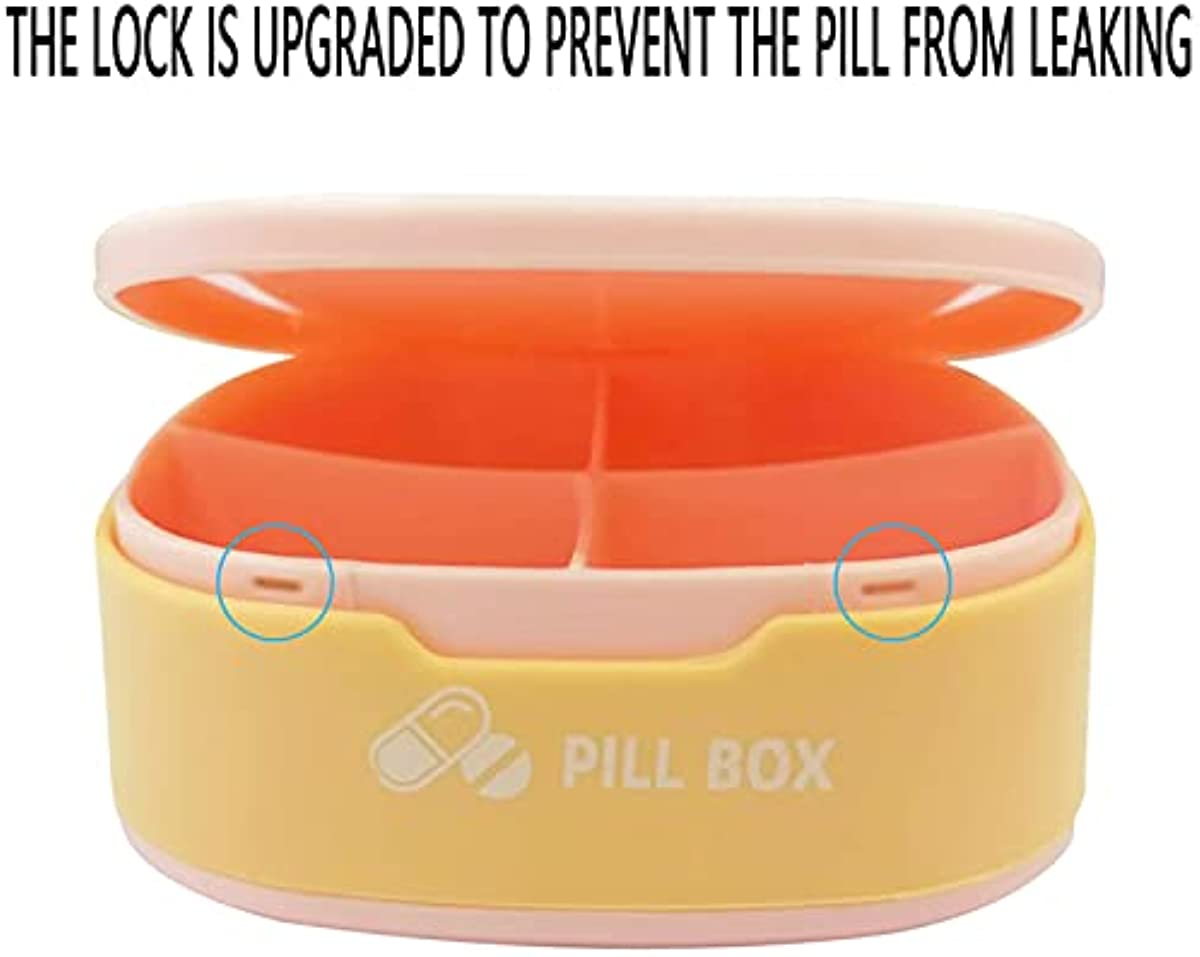 Pill Organizer 4 Times a Day Pill Box Organizer Small Pill Case for Supplement Vitamin Medicine Organizer (Pink, 1PCS)