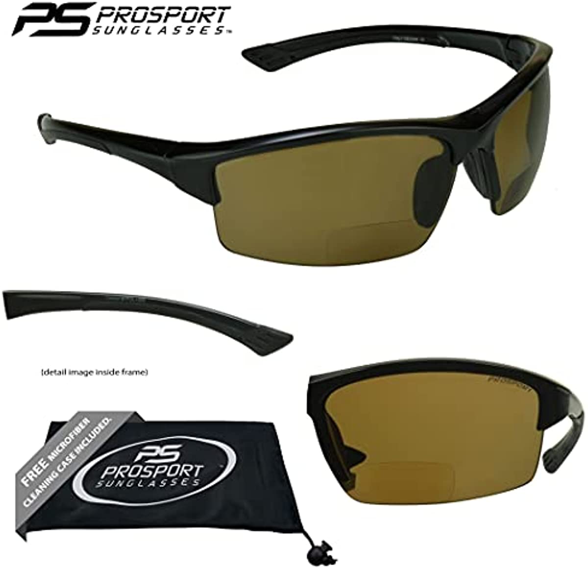 proSPORT Polarized Bifocal Reading Sunglasses Men Women Smoke Brown Lens Tinted Bi-Focal Reader