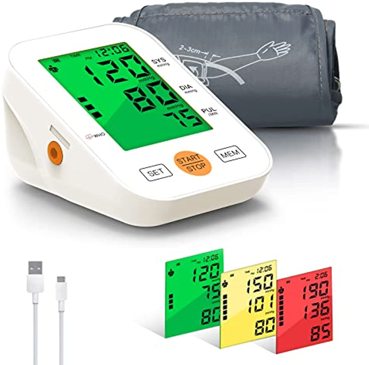 GreatPro Blood Pressure Monitor, Automatic Blood Pressure Monitor Upper arm with 4.2\'\' Large Display/3 Color Backlit/Voice Broadcast/ 22-42cm Wide Cuff /2 Users, Upper Arm Blood Pressure Machine