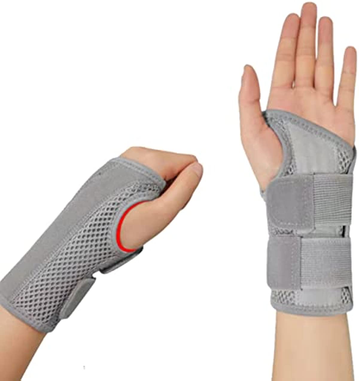 Wrist Brace for Carpal Tunnel Relief Night Support , Hand Brace with 2 Stays for Women Men , Adjustable Wrist Support Splint for Right Left Hands for Tendonitis, Arthritis , Sprains (Small/Medium (Pack of 1), Left Hand-Gray)