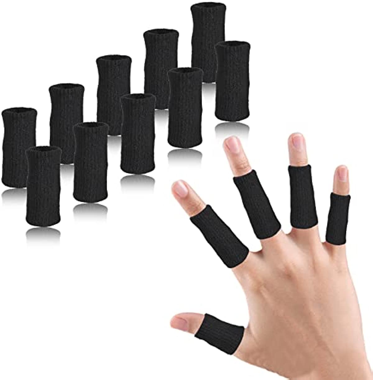 10Pcs Finger Compression Sleeves Support, EDNYZAKRN Finger Sleeve Protectors Cots Thumb Brace for Trigger Finger Arthritis Swelling Basketball Sport, Breathable Elastic Pain Relief