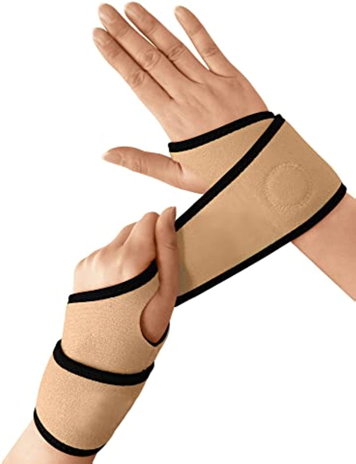 Doctor Developed Comfy, Lightweight, Wrist Support-Strap-Brace-Hand Support, Perfect fit for both Right and Left Hand, for Men and Women by Dr Arthritis (Nude, 2 Pack)