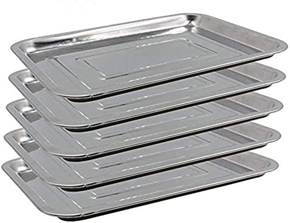 Tattoo Stainless Steel Tray - Yuelong 5 Pack 13.5\'\' X 10\'\' Stainless Steel Tattoo Trays Dental Medical Tray Piercing Instrument Tray Flat for Tattoo Supplies Tattoo Kits