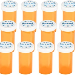 Plastic Medicine Pill Bottles with Child Resistant Caps - Push Down and Turn - Prescription Vial, Medicine Container, Pill Cases Dispenser Organizers (8 Dram, 12pcs)