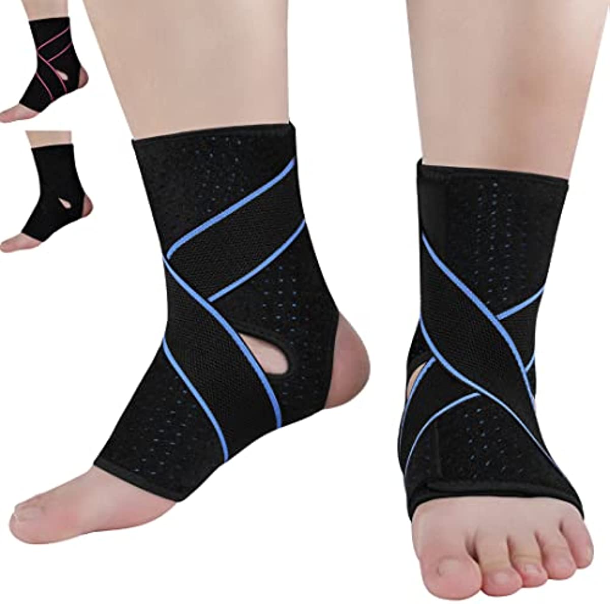 Vinaco Ankle Braces, 1 Pair Adjustable Compression Ankle Brace for Sprained Ankle, Strong Support & Breathable Ankle Support for Injury Recovery, Joint Pain, Swelling,Ankle Braces for Man & Women