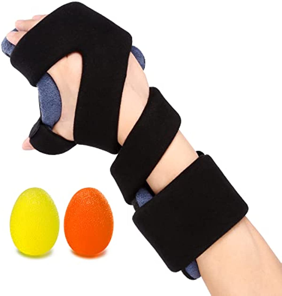 VELPEAU Stroke Resting Hand Splint - Night Immobilizer Wrist Brace with Finger Support - Thumb Stabilizer Wrap - For Muscle Atrophy Rehabilitation, Arthritis, Tendonitis, Carpal Tunnel Pain (Left-M)