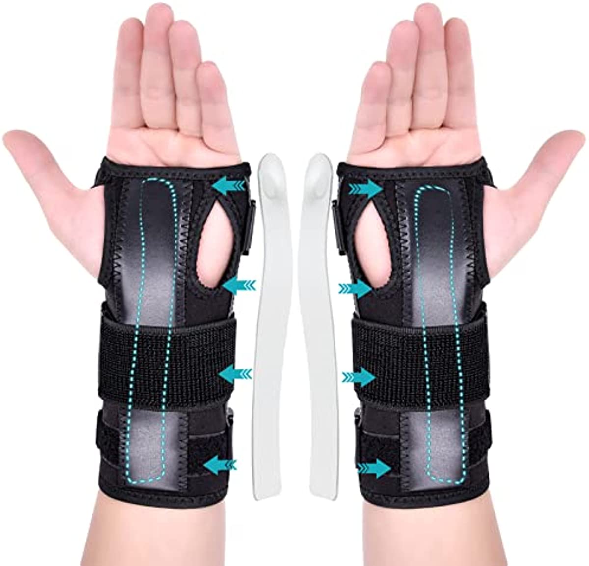 Wrist Splint for Carpal-Tunnel Syndrome by PKSTONE, Adjustable Compression Wrist Brace for Right and Left Hand, Pain Relief for Arthritis, Tendonitis, Sprains