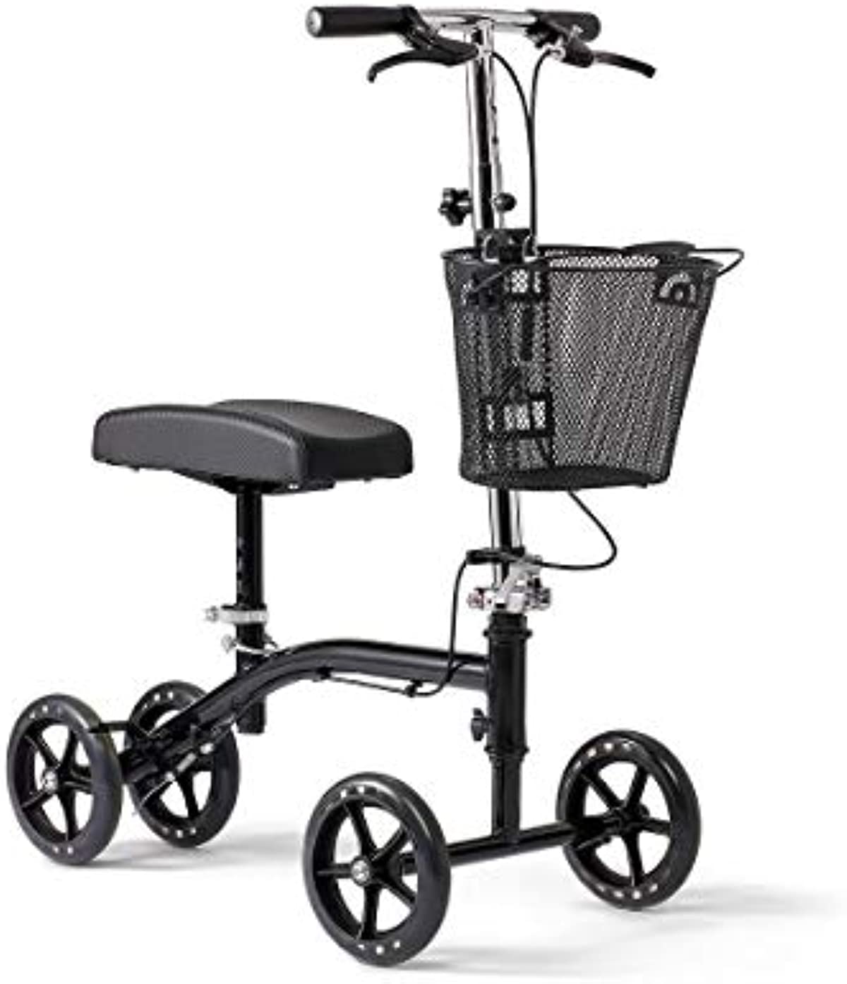 Medline Steerable Knee Walker, Large 8\" Wheels, Adjustable Height and Storage Bag, Supports up to 300 lbs, Black