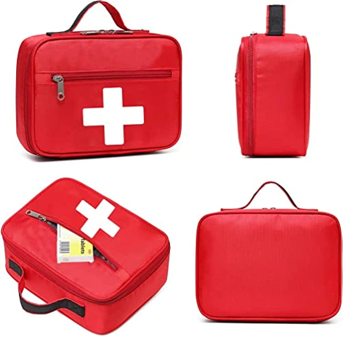 Gatycallaty First Aid Bag Empty Emergency Treatment Medical Bags Multi-Pocket for Home School Office Car Traveling Hiking Trip Daycare (LARGE -RED)