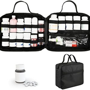 Beautyflier Pill Bottle Organizer Bag Medicine Storage Travel Case, Travel Medicine Organizer for Pill Bottles, Medications, Vitamins & Medical Supplies