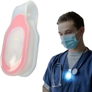 First Lifesaver LED Wearable Lights for Nurses with Hands-Free Magnetic Clip for Clothing and Scrubs, Soft White, Color, or Flashing Color Lighting, Strong Magnetic Grip (Red)