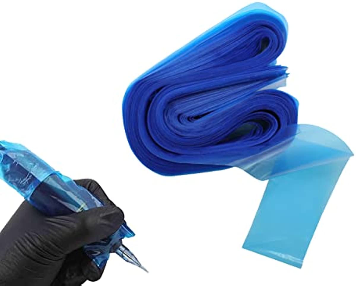 HuoHuo 100PCS Clip Cord Sleeves,Box Plastic Clip Cord Sleeves blue,Disposable Hygiene Clip Cord Covers,One Box of 100PCS Plastic blue Clip Cord Sleeves,Machine Bags(Blue)