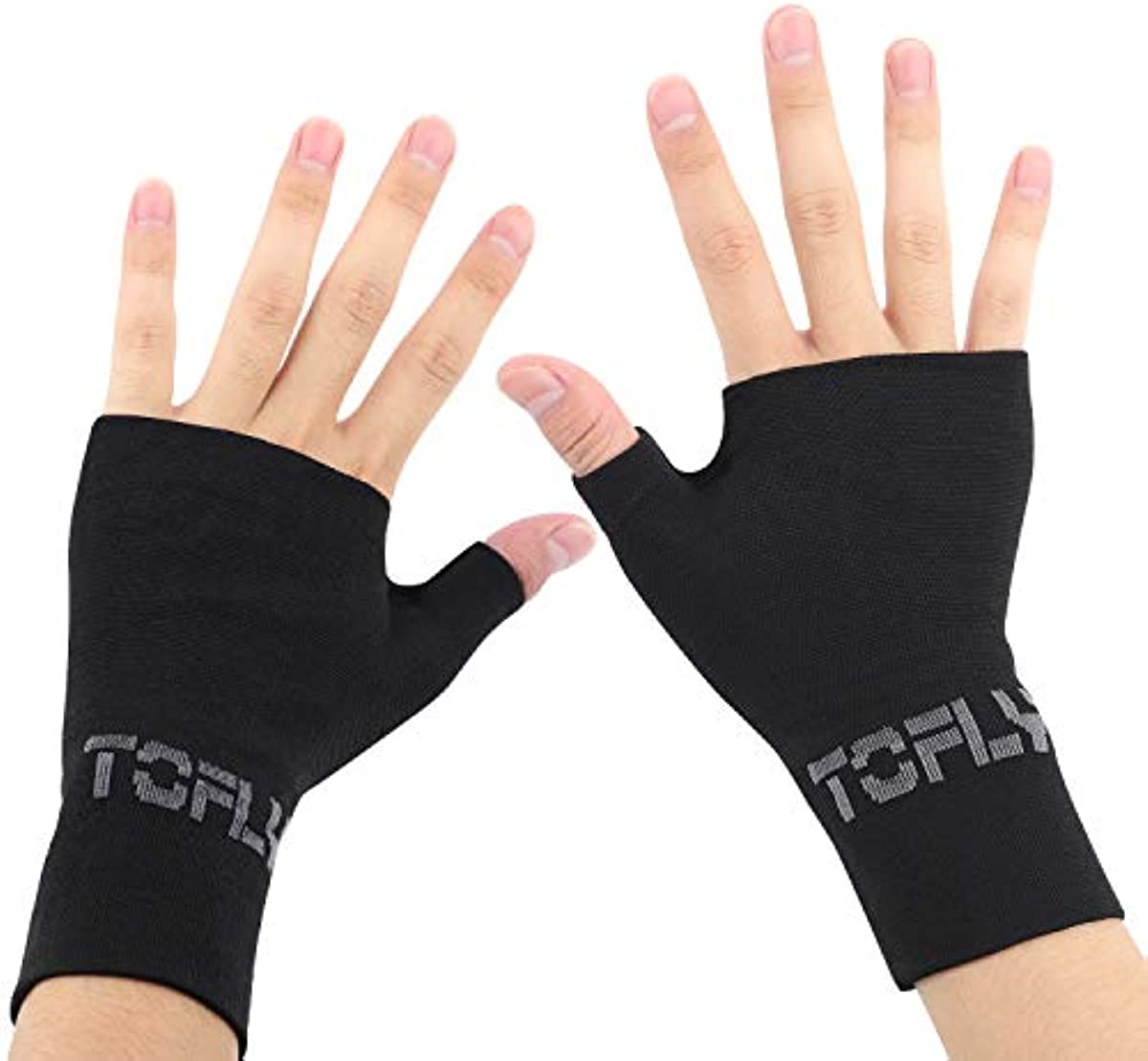 TOFLY® Wrist & Thumb Support Sleeve, 1 Pair Compression Arthritis Gloves for Unisex, Ideal for Carpal Tunnel, Wrist Pain & Fatigue, Sprains, RSI, Tendonitis, Hand Instability, Sports, Typing, Black S