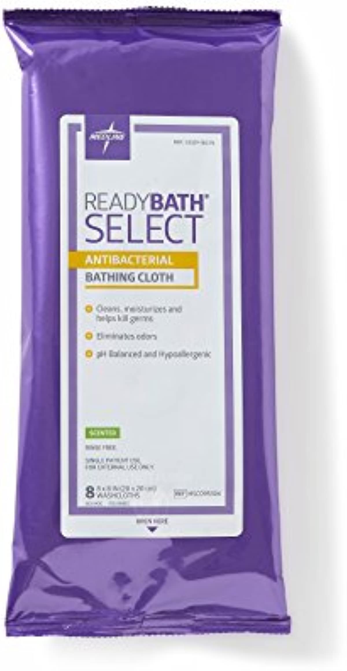 Medline ReadyBath Select Antibacterial Body Cleansing Cloth Wipes, Scented, Medium Weight Wipes (8 Count Pack, 30 Packs)