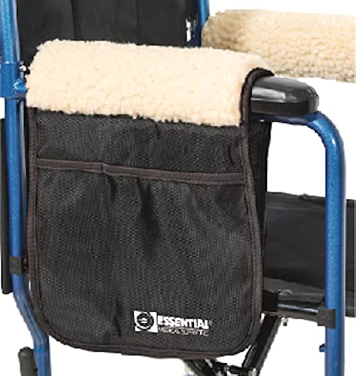 Essential Medical Supply Handi Pouch for Wheelchairs, Scooter and Transport Chair with Fleece Armrests, Black