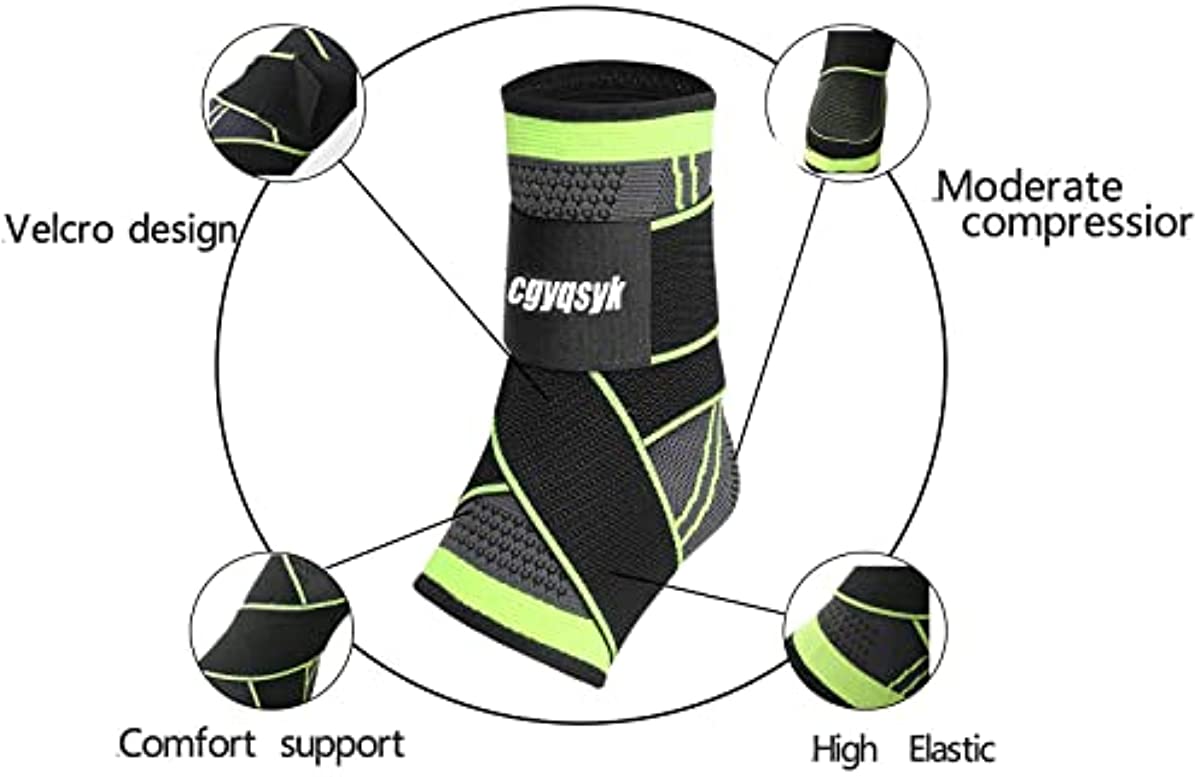 Ankle Braces, Adjustable Compression Ankle Support Men & Women, Strong Ankle Brace Sports Protection, Stabilize Ligaments-Eases Swelling and Sprained Ankle (X-Large, Green, 1)