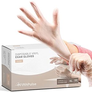 Clear Vinyl Disposable Gloves X Large 100 Pack - Latex Free, Powder Free Medical Exam Gloves - Surgical, Home, Cleaning, and Food Gloves - 3 Mil Thickness