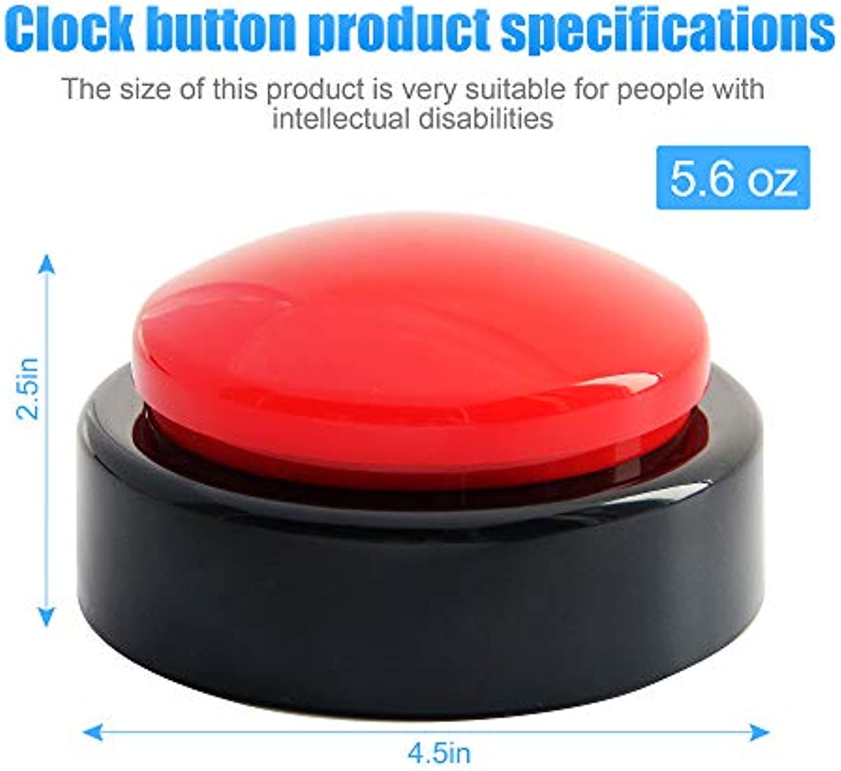 Extra Large Button Talking Alarm Clock with Volume Control - Speaks The Time, Date and Day - Perfect for The Blind, Elderly or Visually Impaired - Includes Batteries (Red and Black)