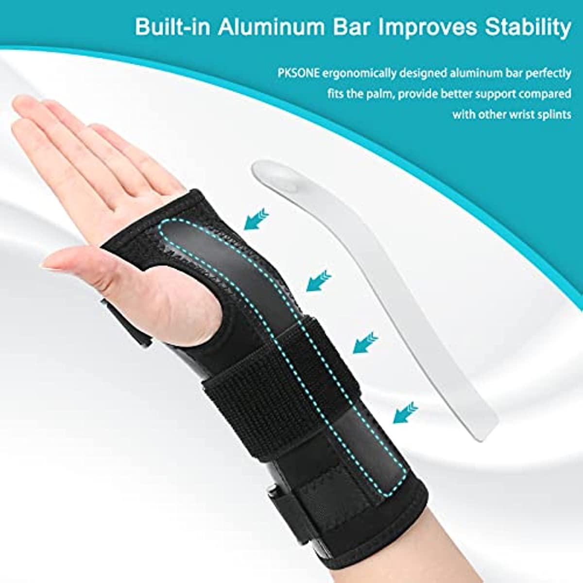 Wrist Splint for Carpal-Tunnel Syndrome by PKSTONE, Adjustable Compression Wrist Brace for Right and Left Hand, Pain Relief for Arthritis, Tendonitis, Sprains