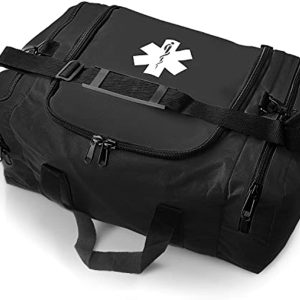 ASA TECHMED Large EMT First Responder Trauma Medical Bag Empty for Home 21x12x9 Inches, Office, School, EMTs, Paramedics, First Responders, Black