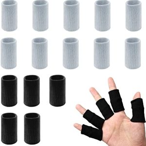 20 PCS Finger Sleeves Protectors, Sport Finger Sleeves Thumb Brace Support Finger Brace Elastic Thumb Sleeves for Relieving Pain Arthritis Trigger Finger (Black Grey)