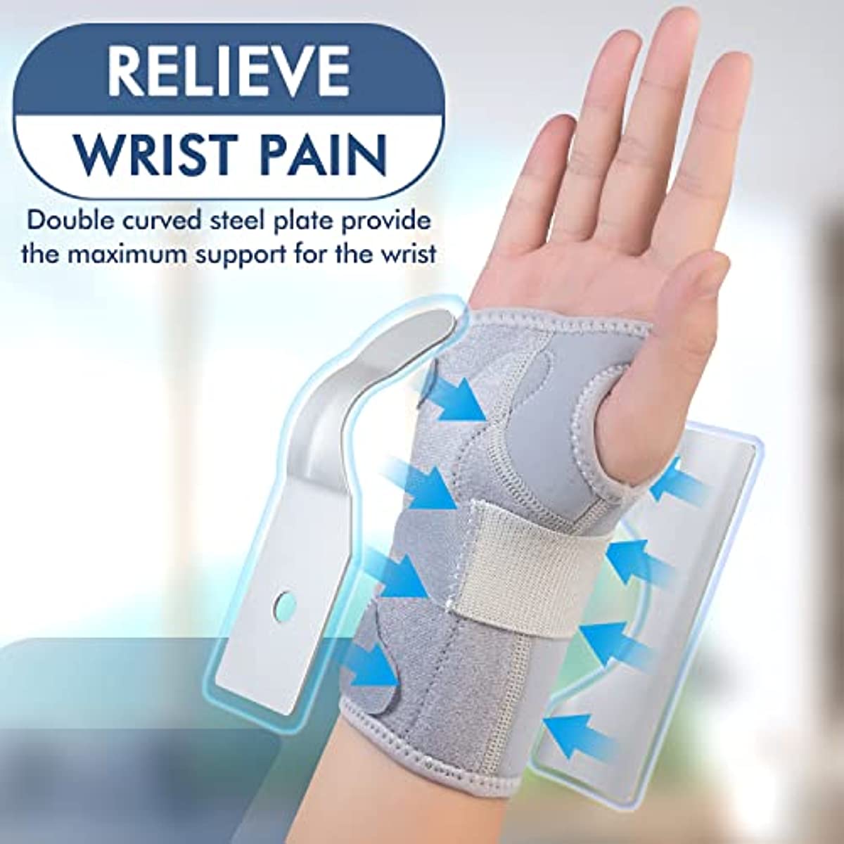EDNYZAKRN Wrist Splint Night Support, Left Hand Wrist Brace for Carpal Tunnel Syndrome, Arthritis, Tendonitis, Sprains, Pain Relief, Metal Wrist Stabilizer for Men and Women