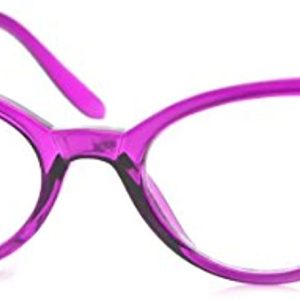 Women\'s Retro Rhinestone Embellished Clear Lens Cat Eye Glasses 51mm