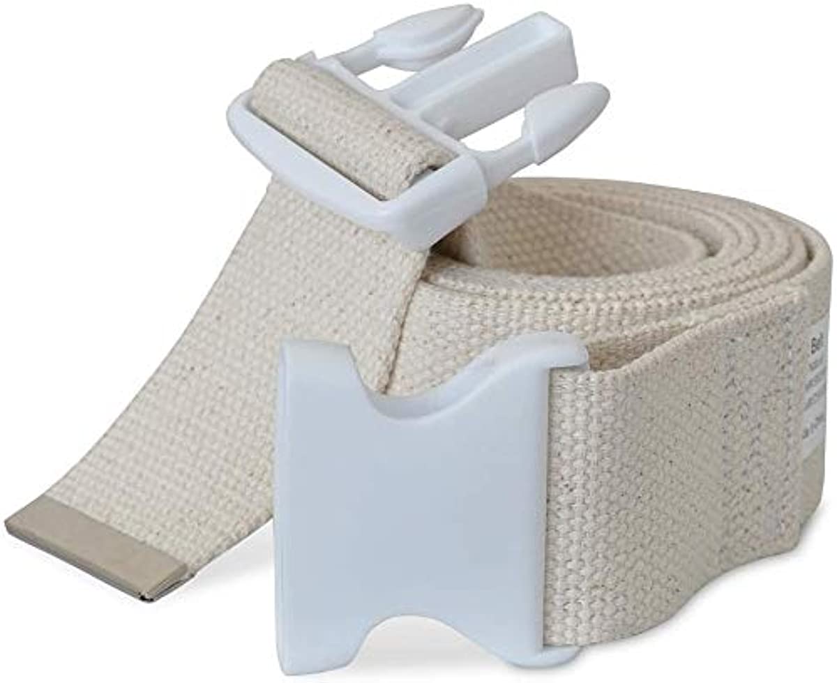 NYOrtho Plastic Buckle Gait Belt - Adjustable Machine Washable Strong and Durable Material Latex Free, Natural, 72\"
