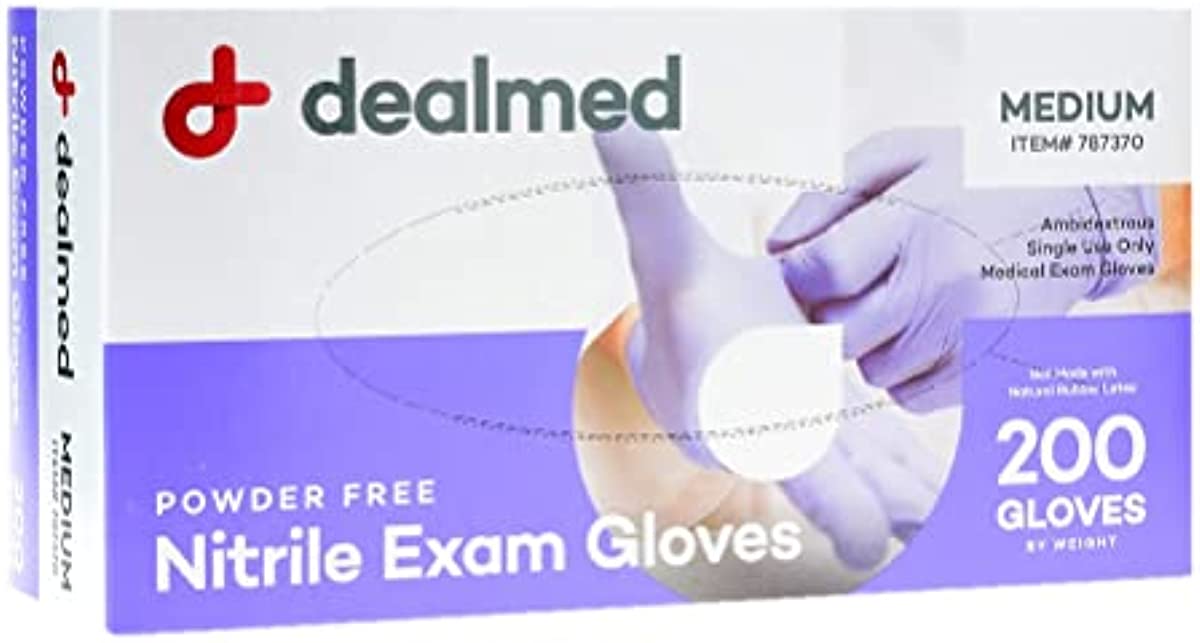 Dealmed Medical Exam Gloves – 200 Count Medium Nitrile Gloves, Disposable Gloves, Non-Irritating Latex Free Gloves, Multi-Purpose Use Medical Gloves for a First Aid Kit and Medical Facilities