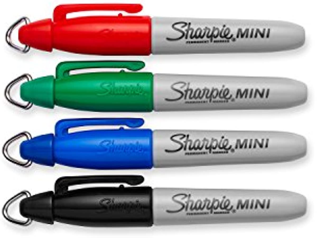 Sharpie 35113PP Mini Permanent Markers, Fine Point, Assorted Colors, 4 Count