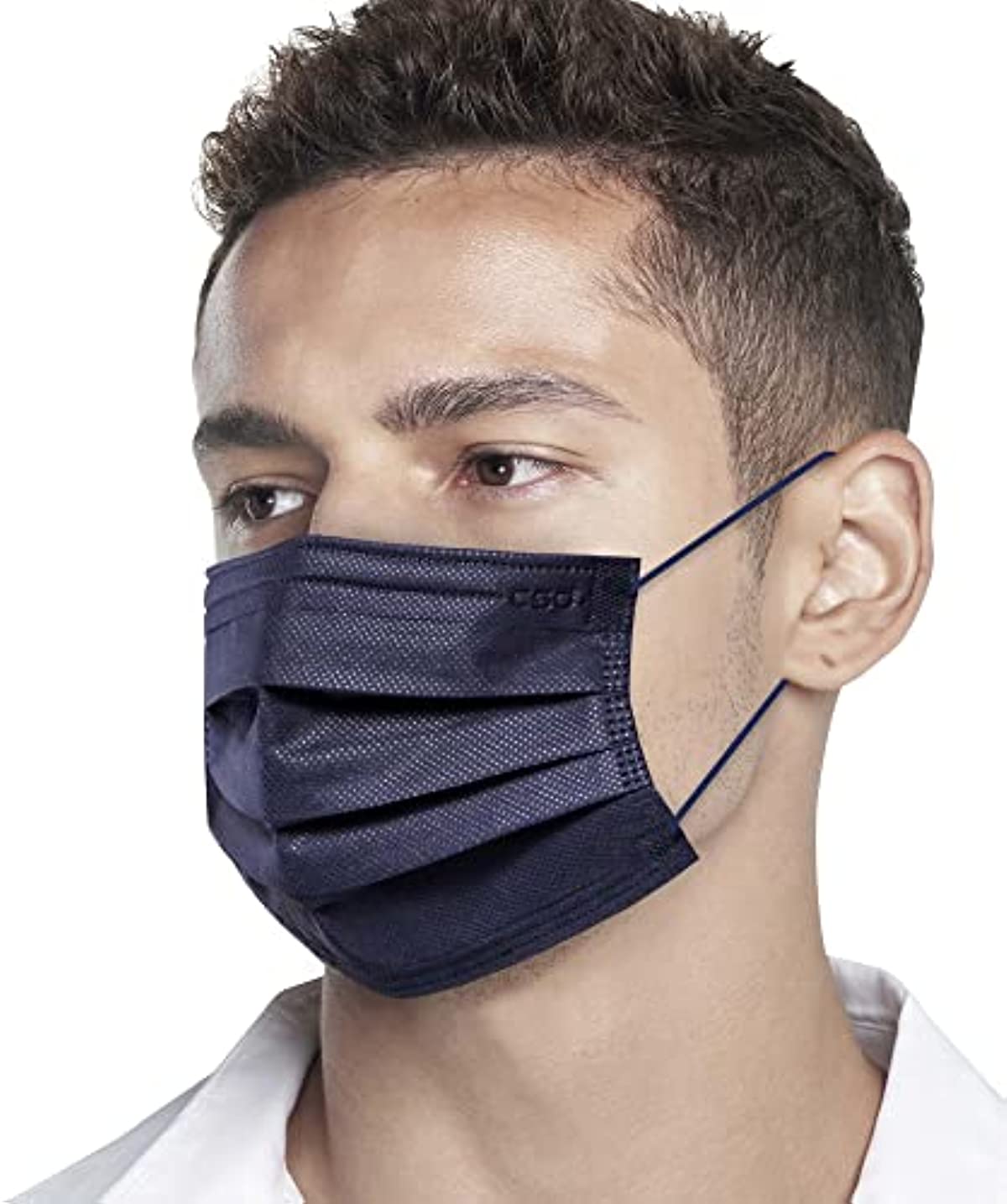 CSD Colo Mood Disposable Face Mask, 3 Ply Filter Protection with Colored Elastic Earloop, Breathable and Fashionable for Adult, Dark Denim 30 Pcs/Box