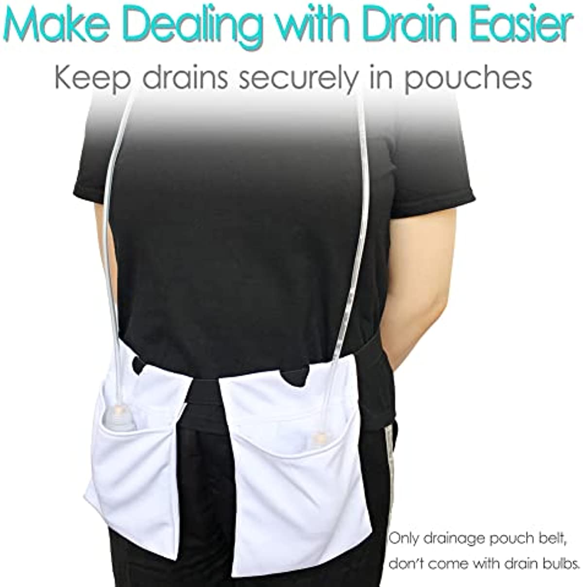 Breathable Drain Holder After Tummy Tuck Mastectomy Drainage Quick Dry Pouch Belt Supplies Pockets Mesh Bag for JP drains Bulb Breast Post Surgery Shower Recovery White