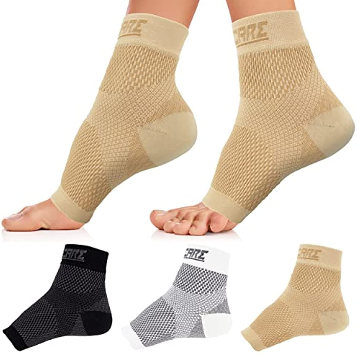 Thoxcare Plantar Fasciitis Compression Socks for Women & Men (1 Pair) – Best Ankle Brace Compression Sleeve with Arch Support for Everyday Wear, Swelling & Pain Relief, Beige, Medium