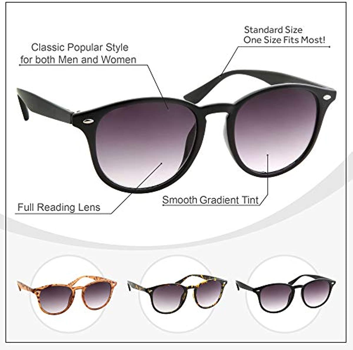Full Lens Reading Sunglasses | Classic Outdoor Reader Glasses | Men and Women