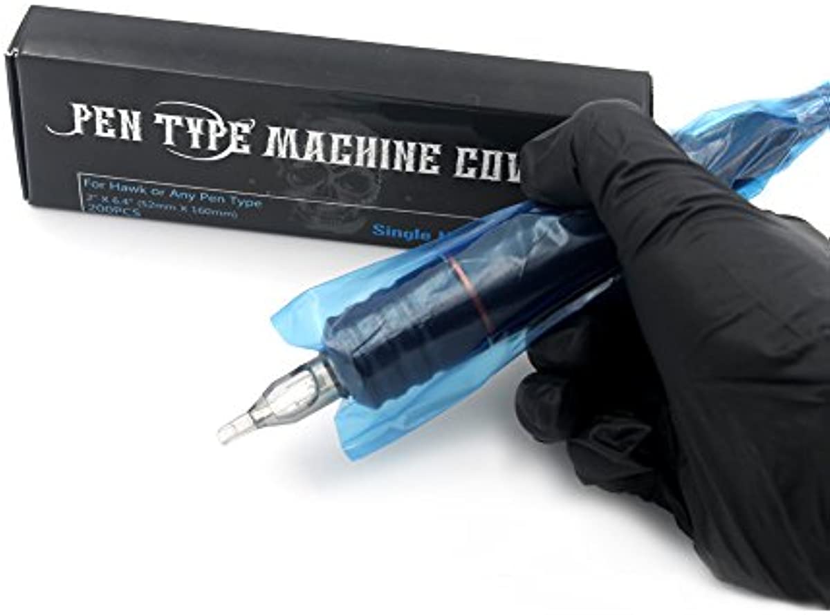 EZTAT2 Disposable Cartridge Tattoo Machine Covers Filter Pen Type Bag 200pcs (2 inch X 6.4 inch)