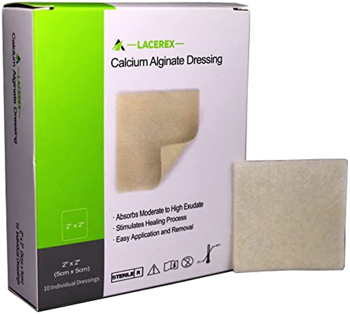 AWD Medical Calcium Alginate Wound Dressing - Highly Absorbent Gauze Pads and Wound Care Products, Quick Clotting Gauze Home & Professional Use, Medical Supplies for Wound Care - (2\" x 2\" Pads 10/Bx)