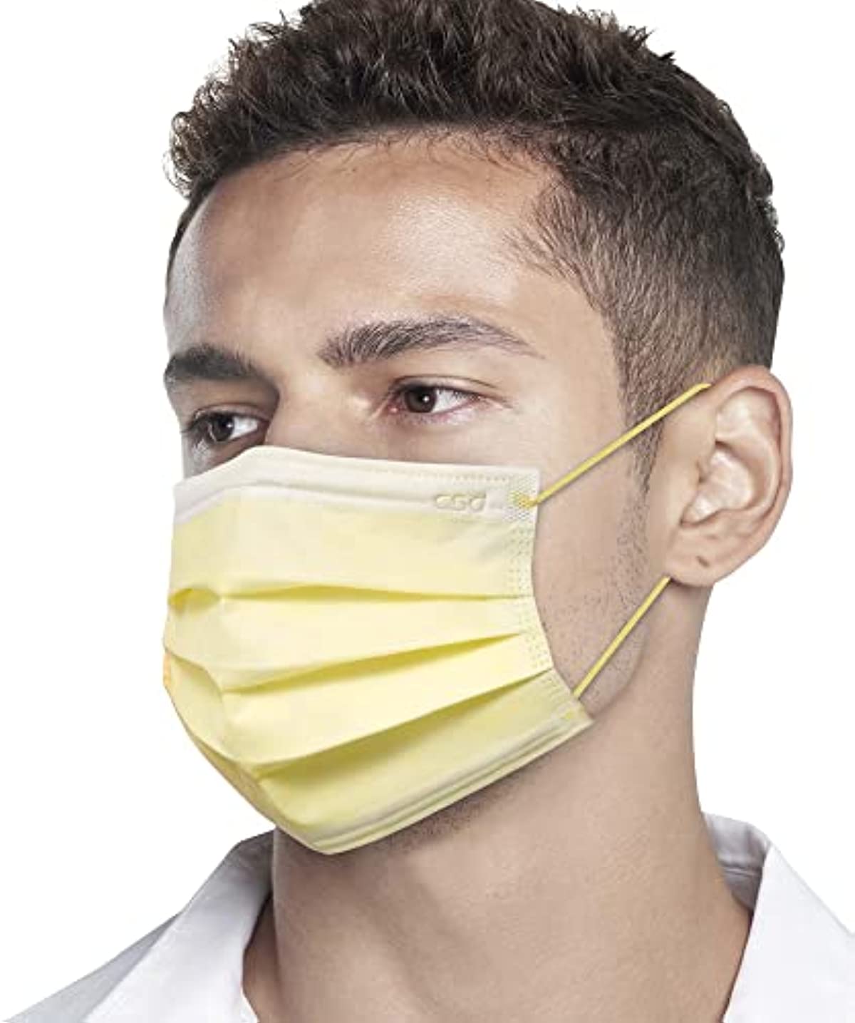 CSD Colo Mood Disposable Face Mask, 3 Ply Filter Protection with Colored Elastic Earloop, Breathable and Fashionable for Adult, Calla Yellow 30 Pcs/Box
