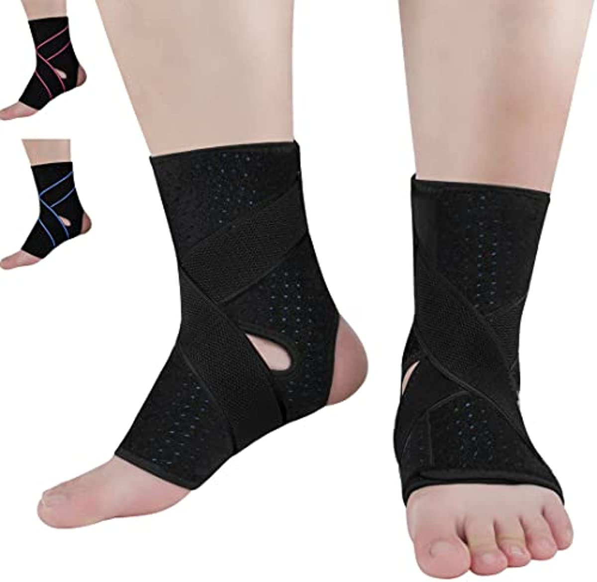 Vinaco Ankle Braces, 1 Pair Adjustable Compression Ankle Brace for Sprained Ankle, Strong Support & Breathable Ankle Support for Injury Recovery, Joint Pain, Swelling,Ankle Braces for Man & Women